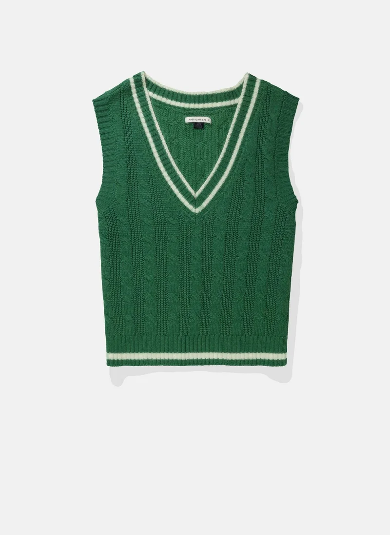 American Eagle V-Neck Cable Vest
