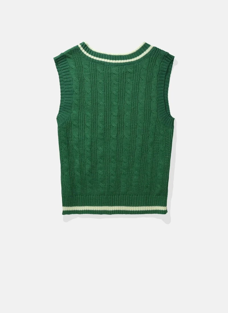 American Eagle V-Neck Cable Vest