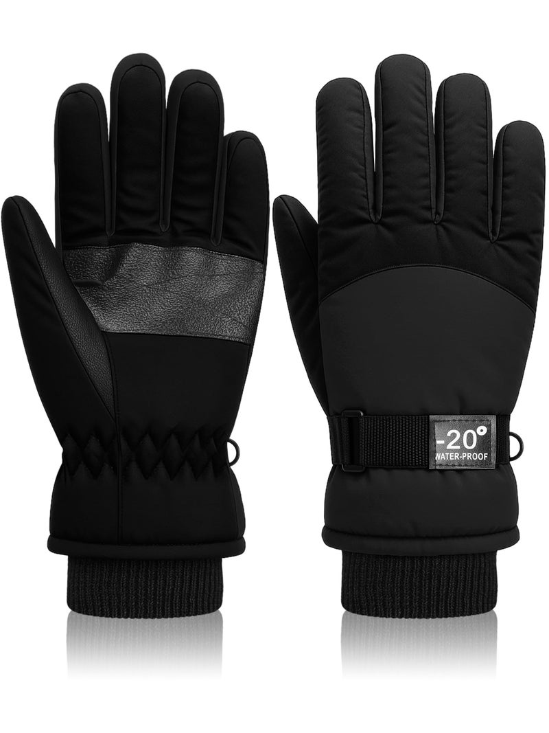 Geyoga Kids Waterproof Winter Snow Ski Gloves for Boy Girl Outdoor Warm Thickening Snowboard Gloves610 YearsBlack - Image 3