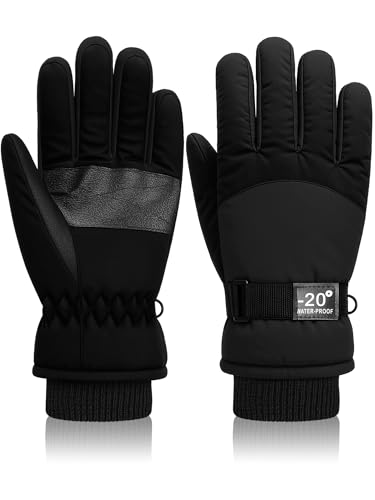 Geyoga Kids Waterproof Winter Snow Ski Gloves for Boy Girl Outdoor Warm Thickening Snowboard Gloves610 YearsBlack - Image 1