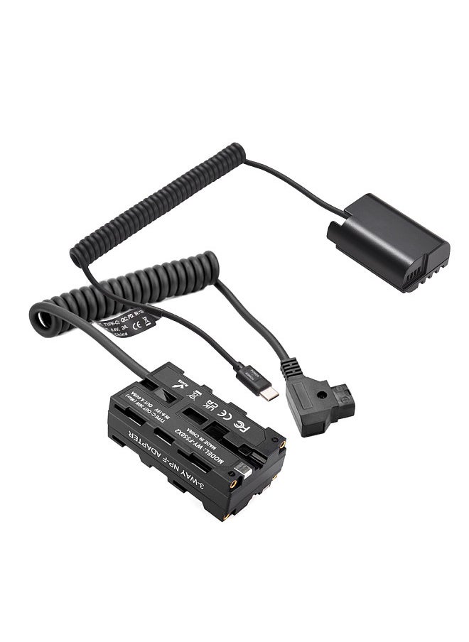 Generic D-Tap to Dual-sided NP-F550 Dummy Battery + Type-C to DMW-DCC17 Dummy Battery Coiled Cable DC Coupler Accessory  - Image 5