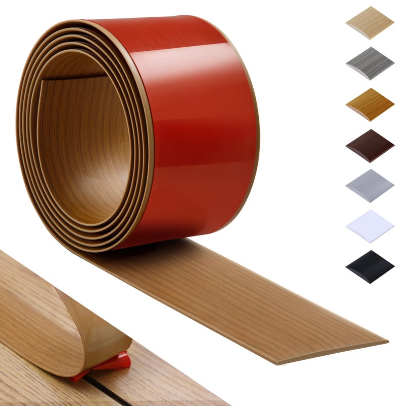 Bnell Floor Transition Strip Self Adhesive Vinyl Laminate Floor Cover Strip 3" Flat Divider for Joining Gaps and Doorway Transitions (3.3Ft, 7.6cm, Yellow Oak) - Image 1