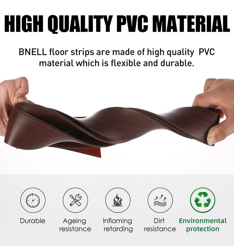 Bnell Floor Transition Strip Self Adhesive Vinyl Laminate Floor Cover Strip 3" Flat Divider for Joining Gaps and Doorway Transitions (3.3Ft, 7.6cm, Yellow Oak) - Image 5