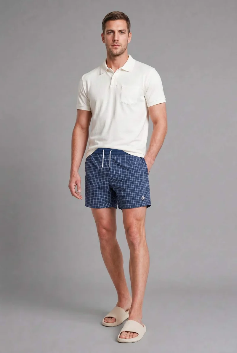 Plaid Navy Swim Shorts
