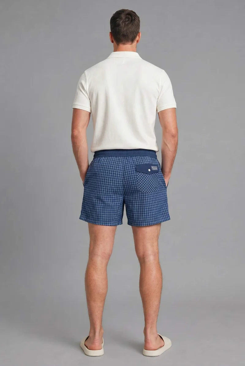 Defacto  Plaid Navy Swim Shorts for Men | Best Price UAE