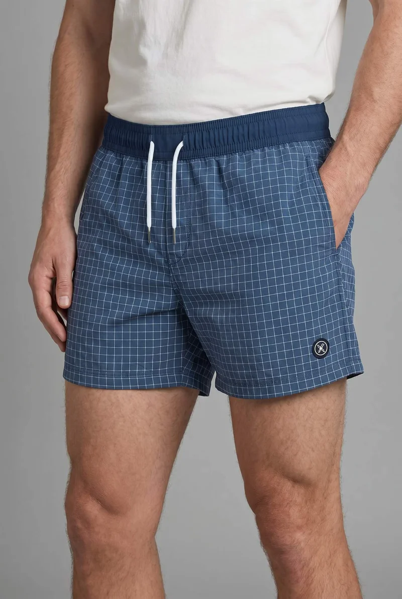 Defacto  Plaid Navy Swim Shorts for Men | Best Price UAE
