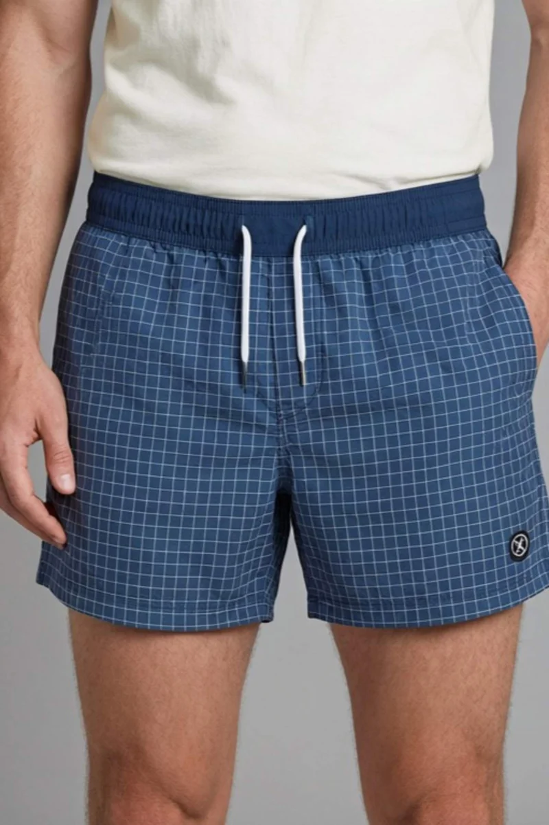 Defacto  Plaid Navy Swim Shorts for Men | Best Price UAE
