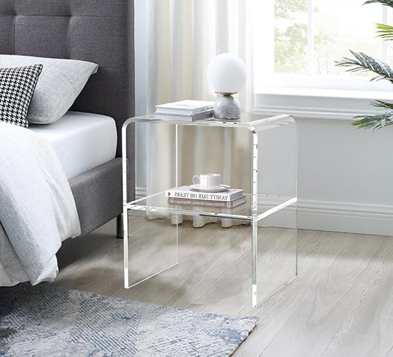 ONELUX 1626 Acrylic Bedside nightstand with Additional ShelfLucite Occasional Sofa Tables Clear