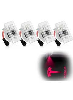 KASTWAVE Car Door Lights Logo Projector Lights for Tesla, Ultra-Bright LED 3D Laser Ghost Shadow Light, Never Fade Welcome Step Courtesy Lights for Model 3 Y S X Accessories, Plug and Play Red, 4pcs  - Image 1