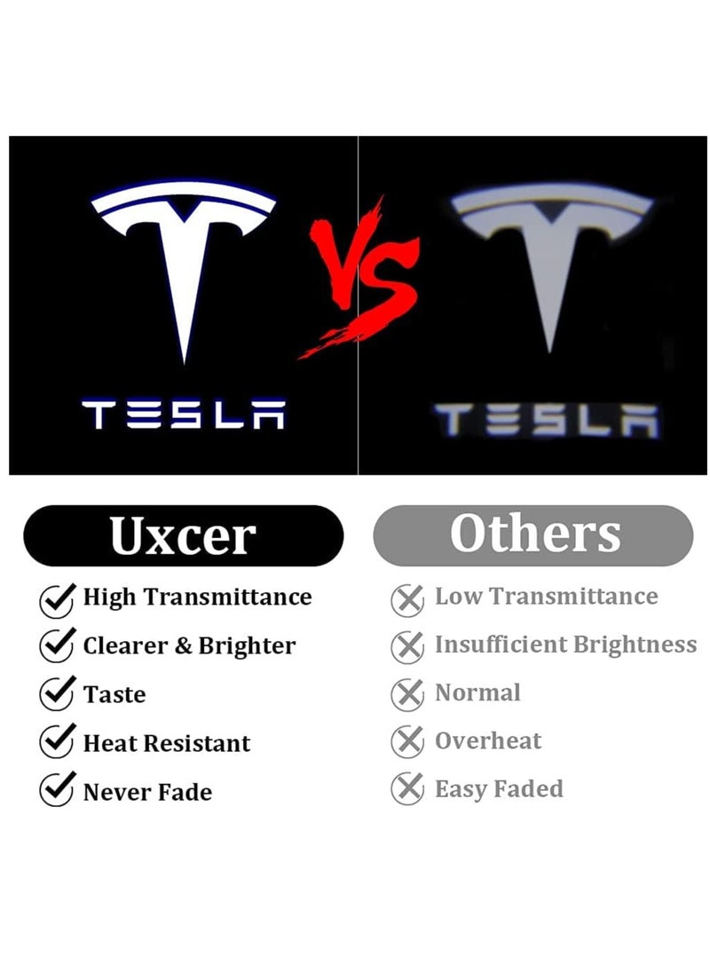 KASTWAVE - Car Door Lights Logo Projector Lights for Tesla, Ultra-Bright LED 3D Laser Ghost Shadow Light, Never Fade Welcome Step Courtesy Lights for Model 3 Y S X Accessories, Plug and Play Red, 4pcs - Image 1