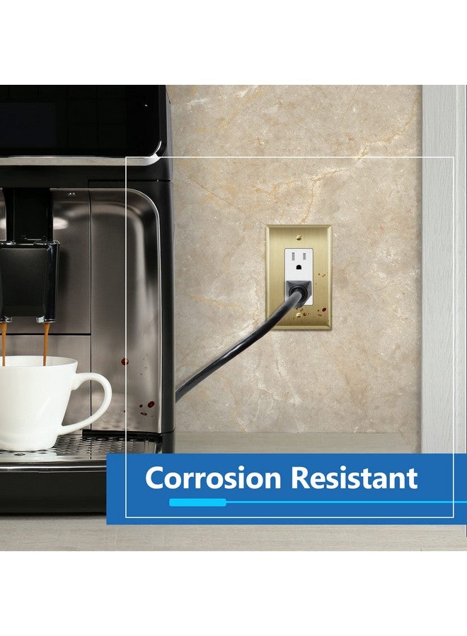 LIDER Decorator Switch or Receptacle Metal Wall Plate, Stainless Steel Outlet Cover, Corrosion Resistant, Mid-Size 1-Gang 4.88" x 3.11", 201 Stainless Steel, LMWP-31M-BB, Brushed Brass - Image 2