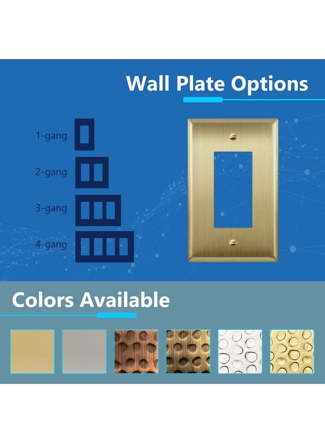 LIDER Decorator Switch or Receptacle Metal Wall Plate, Stainless Steel Outlet Cover, Corrosion Resistant, Mid-Size 1-Gang 4.88" x 3.11", 201 Stainless Steel, LMWP-31M-BB, Brushed Brass - Image 3