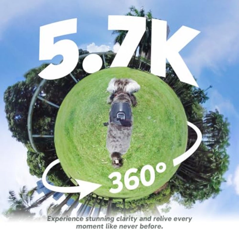 360 آلة تصوير عملية - 5.7K 360 Video 48MP 1/2 Sensors 72MP 360 Photo 360-SuperSmooth تحقيق الاستقرار الذاتي غير القابل للاختراق 360 Horizon Lock AI Tracking for Outdoor, Sports, Travel - Image 2