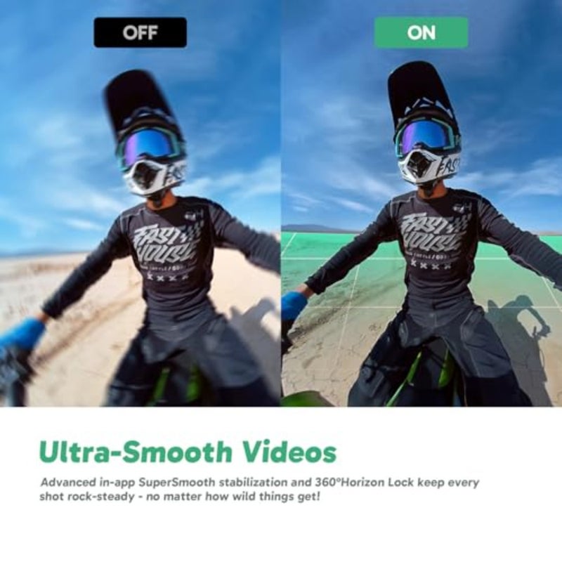 360 آلة تصوير عملية - 5.7K 360 Video 48MP 1/2 Sensors 72MP 360 Photo 360-SuperSmooth تحقيق الاستقرار الذاتي غير القابل للاختراق 360 Horizon Lock AI Tracking for Outdoor, Sports, Travel - Image 3