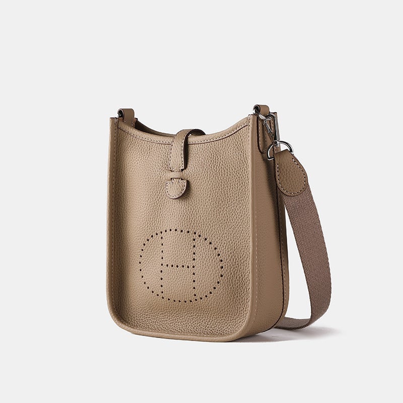 Genuine Leather Tote Bag Women 2024 High-Quality Crossbody Elephant Gray 
