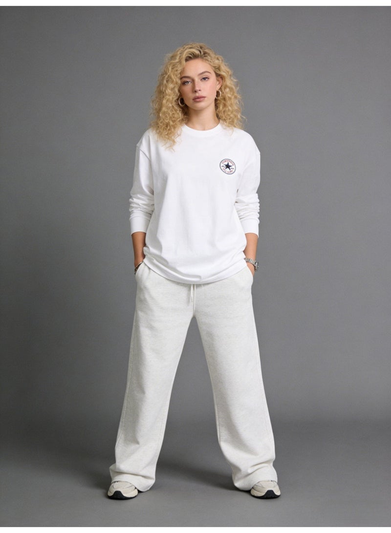 CONVERSE loose casual long-sleeved round neck T-shirt-suitable for both men and women, cotton sports shirt with logo, casual and fashionable street clothes in China. - Image 4