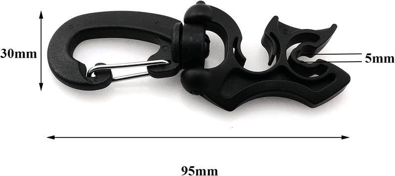 heyous 2pcs Scuba Diving Double Hose Holder with Clip Snorkeling Double BCD Clip Regulator Retainer Buckle Hook Snorkeling Scuba Diving Accessories, Black - Image 3