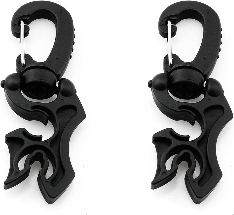 heyous 2pcs Scuba Diving Double Hose Holder with Clip Snorkeling Double BCD Clip Regulator Retainer Buckle Hook Snorkeling Scuba Diving Accessories, Black - Image 1