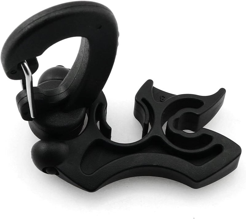 heyous 2pcs Scuba Diving Double Hose Holder with Clip Snorkeling Double BCD Clip Regulator Retainer Buckle Hook Snorkeling Scuba Diving Accessories, Black - Image 2