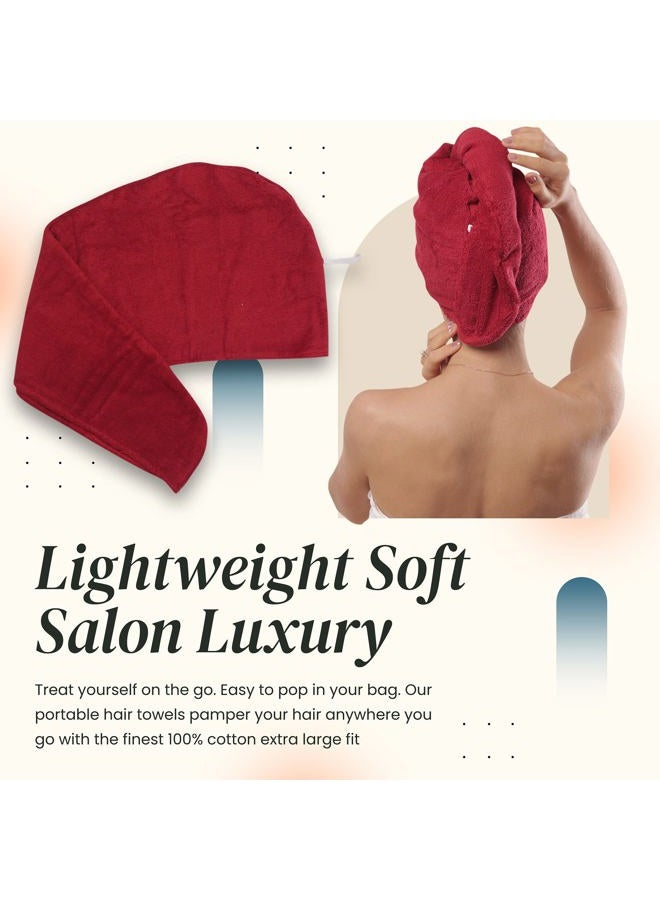 Aspen5 Extra Large Waffle Cotton Hair Towel Wrap - 30 inches long, 400 GSM, Ultra Absorbent, Quick Dry Hair Turban for Women, Ideal for Long and Curly Hair, Perfect for Plopping (Cherry Red) - Image 5