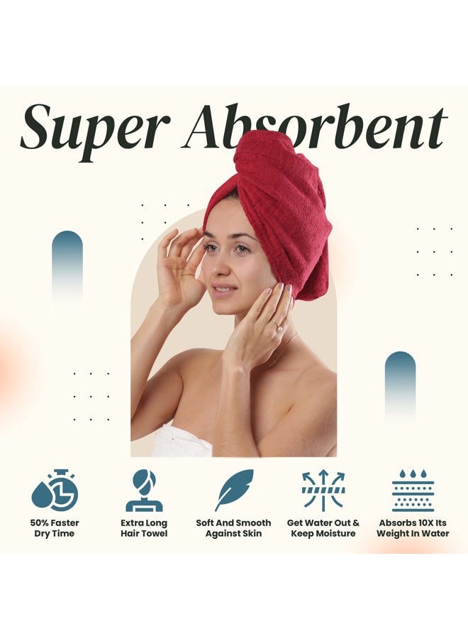 Aspen5 Extra Large Waffle Cotton Hair Towel Wrap - 30 inches long, 400 GSM, Ultra Absorbent, Quick Dry Hair Turban for Women, Ideal for Long and Curly Hair, Perfect for Plopping (Cherry Red) - Image 3