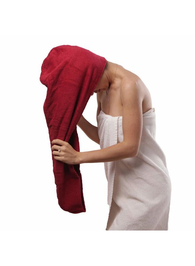 Aspen5 Extra Large Waffle Cotton Hair Towel Wrap - 30 inches long, 400 GSM, Ultra Absorbent, Quick Dry Hair Turban for Women, Ideal for Long and Curly Hair, Perfect for Plopping (Cherry Red) - Image 1