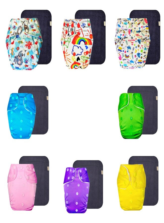 Dumbledo Premium Cloth Diaper with Gray Insert (Pack of 8) | Hypoallergenic | Breathable | Adjustable Snaps | Designed by Moms | 3 Months - 3 Years | Unisex Baby - Image 1