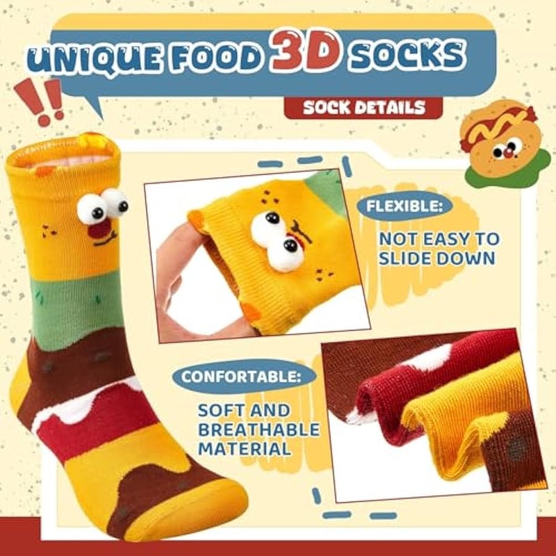 Loquat 3D Eye Socks, Novelty Crazy Silly Stockings with 3D Print Design, Fun   and Birthday Gifts for Men and Women, Comfortable Stretchable Socks for Costumes and Daily Wear 4 Pairs - Image 3