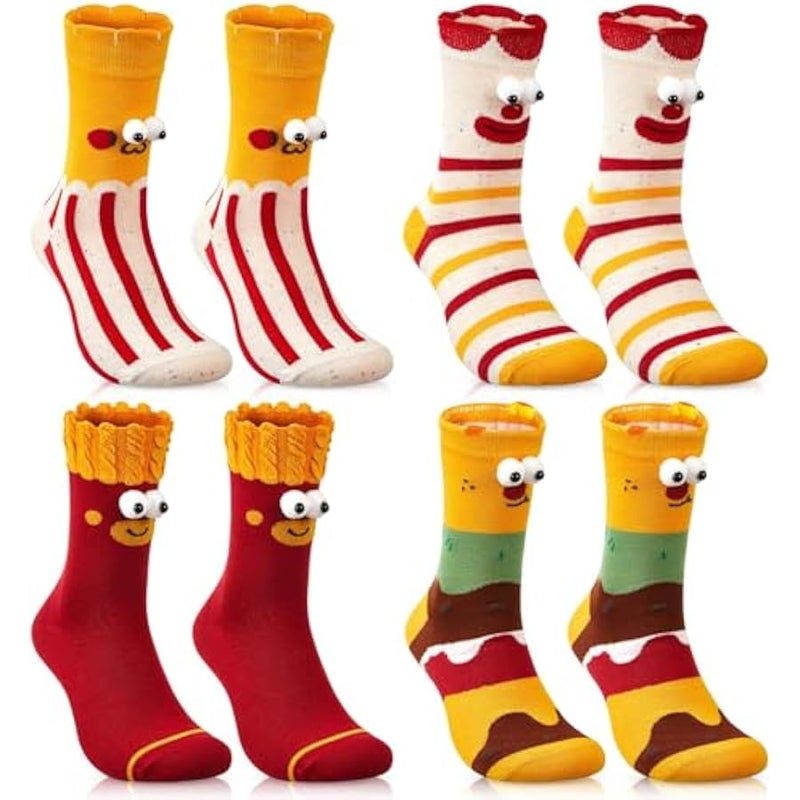 Loquat 3D Eye Socks, Novelty Crazy Silly Stockings with 3D Print Design, Fun   and Birthday Gifts for Men and Women, Comfortable Stretchable Socks for Costumes and Daily Wear 4 Pairs - Image 1