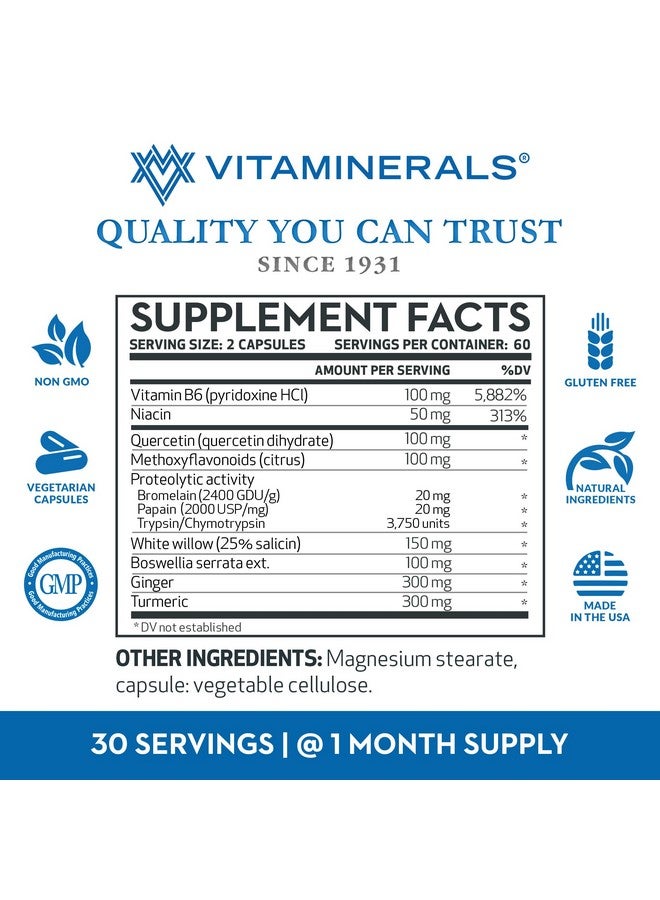 Vitaminerals فيتامينيرالز® 121+ إنفلامكس® بلس | كيرسيتين | إنزيمات بروتوليتية | زنجبيل | كركم | كبسولات نباتية - Image 5