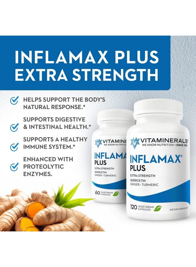 Vitaminerals فيتامينيرالز® 121+ إنفلامكس® بلس | كيرسيتين | إنزيمات بروتوليتية | زنجبيل | كركم | كبسولات نباتية - Image 2