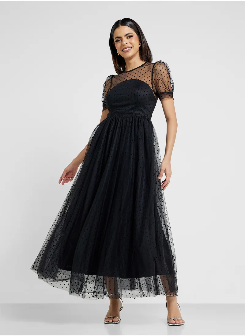 Ella Limited Edition Dress With Sheer Puff Sleeve