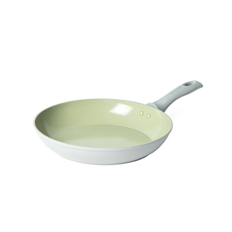Salter Earth 28cm Frying Pan  Healthy Ceramic NonStick Coating PFASFree Induction Cookware Small Aluminium Egg Pancake Cooking Skillet Easy Clean PFOAPTFEFree Stay Cool Handle Green