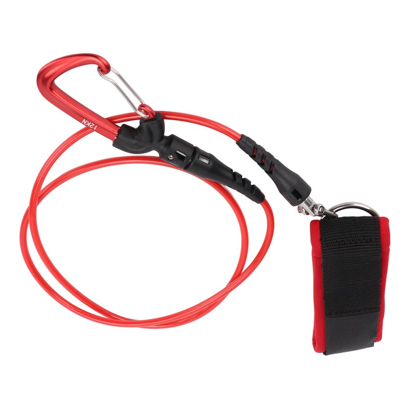 Freediving Lanyard Leash Diving Safety Rope Cable with Wristband Carabiner for Underwater SportsRed - Image 3