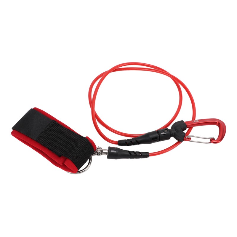 Freediving Lanyard Leash Diving Safety Rope Cable with Wristband Carabiner for Underwater SportsRed - Image 2