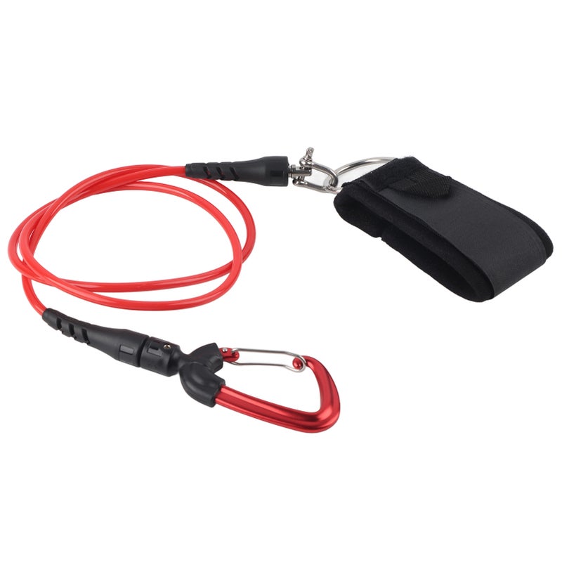 Freediving Lanyard Leash Diving Safety Rope Cable with Wristband Carabiner for Underwater SportsRed - Image 1