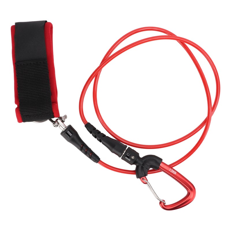 Freediving Lanyard Leash Diving Safety Rope Cable with Wristband Carabiner for Underwater SportsRed - Image 5