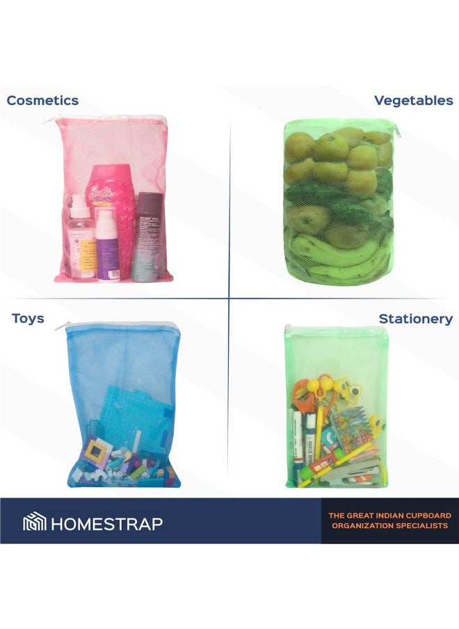 HomeStrap HomeStrap Set Of 6 Reusable Double Layer Mesh Fridge/ Refrigerator Bags / Pouches For Storage Of Fruits , Vegetables & Accessories (9 X 13 Inches | Multicolor )(Mesh)  - Image 4
