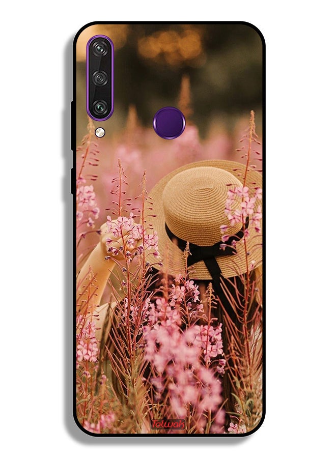 Tolwak Huawei Y6p Protective Case Cover Hat Girl In Flowers - Image 2