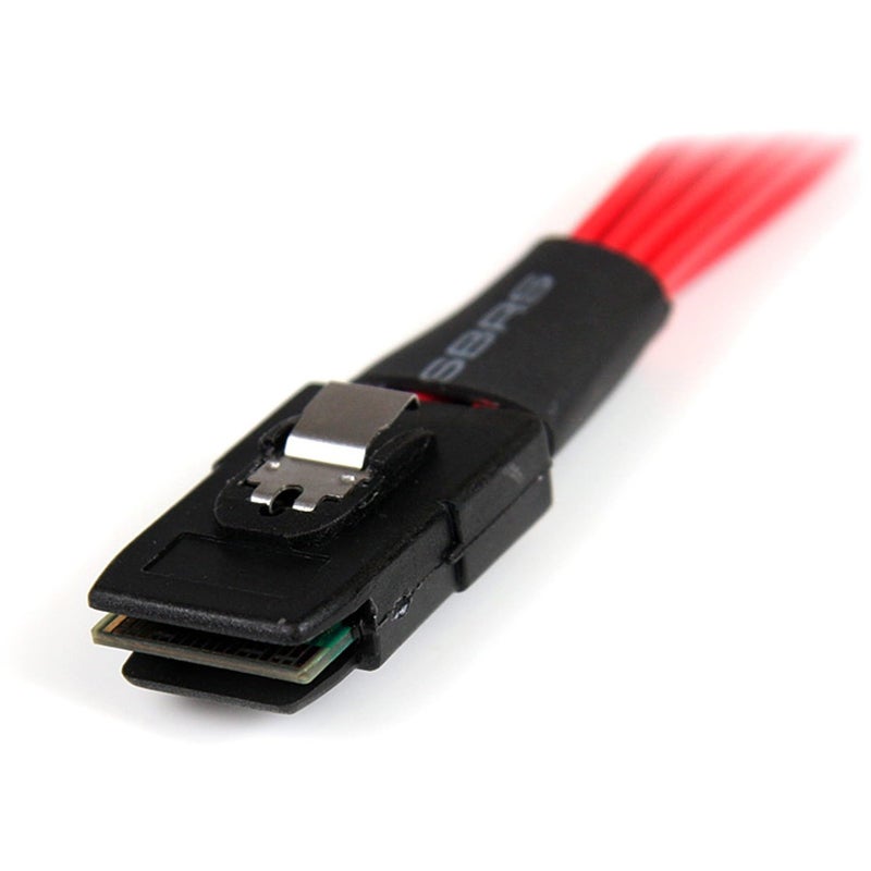 StarTech.com 50cm Serial Attached SCSI SAS Cable - SFF-8087 Plug to 4x Latching SATA (female) - Mini SAS to SATA Cable (SAS8087S450), Red - Image 2