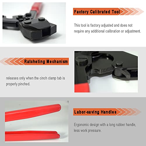 TT FLEX TTFLEX PEX Clamp Tool Kit with 26 PCS 1/2" Cinch Clamp Rings, PEX Crimping Tool Kit with 12 PCS 1/2" Brass Tee Elbow Coupling Pipe Fittings - Image 2