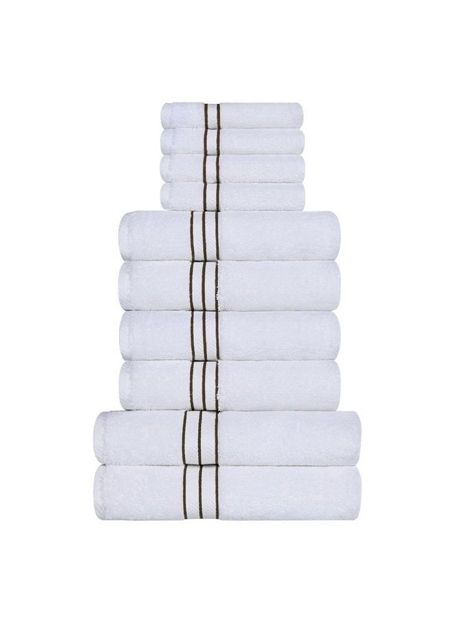 Superior Turkish Cotton Ultra-Plush 10-Piece Towel Set, Ideal for Master Bath, Guest Bathroom, Fast Drying, Shower, Spa, Face/Washcloths, Hand, Bath Towels, Absorbent, Home Basics, Latte  - Image 1