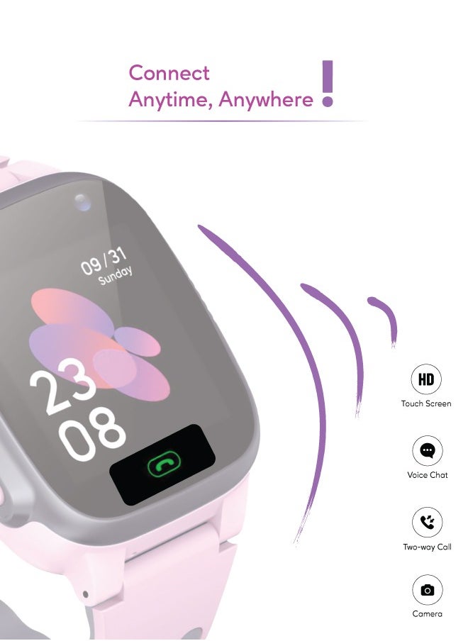 GREEN LION Smart Watch for Kids Series 1 with GPS / SIM Card Slot/ SOS Alarm/ HD Touch Screen/ Voice Chat/  Contact Calls and Flashlight - Pink  - Image 2