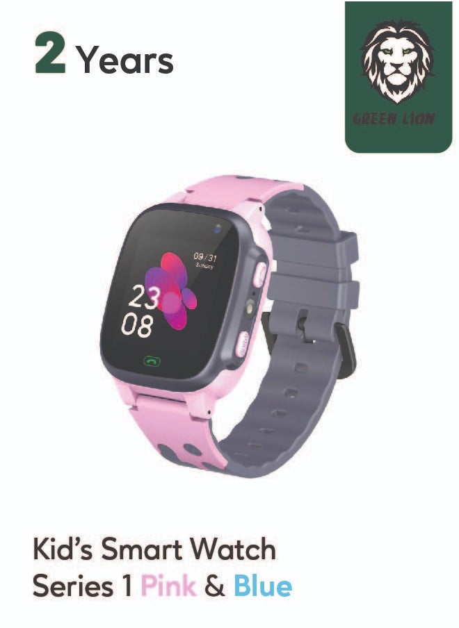 GREEN LION - Smart Watch for Kids Series 1 with GPS / SIM Card Slot/ SOS Alarm/ HD Touch Screen/ Voice Chat/  Contact Calls and Flashlight - Pink - Image 1