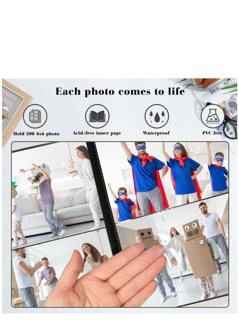 KASTWAVE Photo Album 4x6 200 Pockets Photo, Extra Large Capacity Leather Photo Album, Slip-in Picture Albums with 2 Front Window for Family, Wedding, Birthday - Image 3