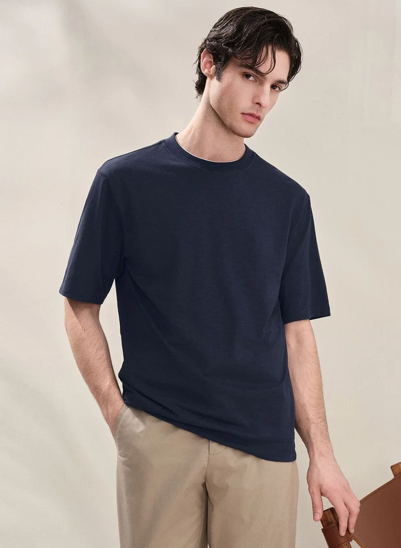 جيوردانو Men Regular Cotton Linen Blend Tee