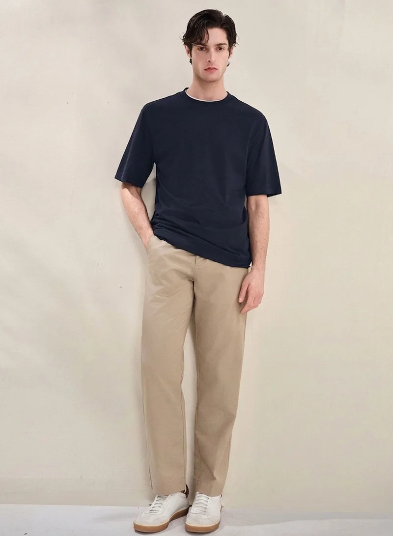 جيوردانو Men Regular Cotton Linen Blend Tee