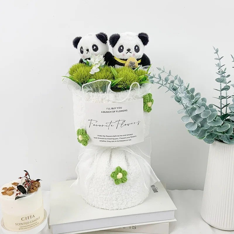 Y&D Hot Sale Panda Bouquet - Cuddly Plush Stuffed Animal Bouquet with Dried Flowers - New Design Gift for Girlfriends - Image 1