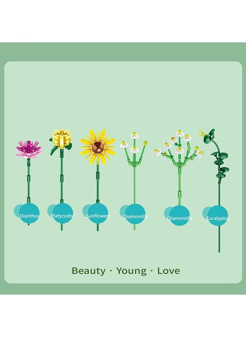 Flowers Bouquet Building Sets, Artificial Flowers Creative Toys Kits DIY Bouquet Building Bricks with Lights for Women Home Decoration, Mom's Best Gifts  - Image 5