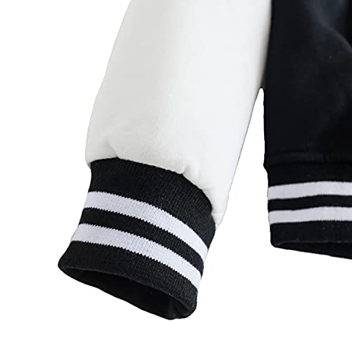 Mowbeat Kids Baseball Jacket Girls Bomber Jackets Boys Varsity Coats Top for Girl Sports Track Outerwear (BLACK, 9-10Years) - Image 5